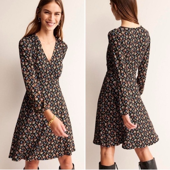 Boden Dresses & Skirts - Boden Willow Jersey Dress Tulip Bud Black Multicolor 12L